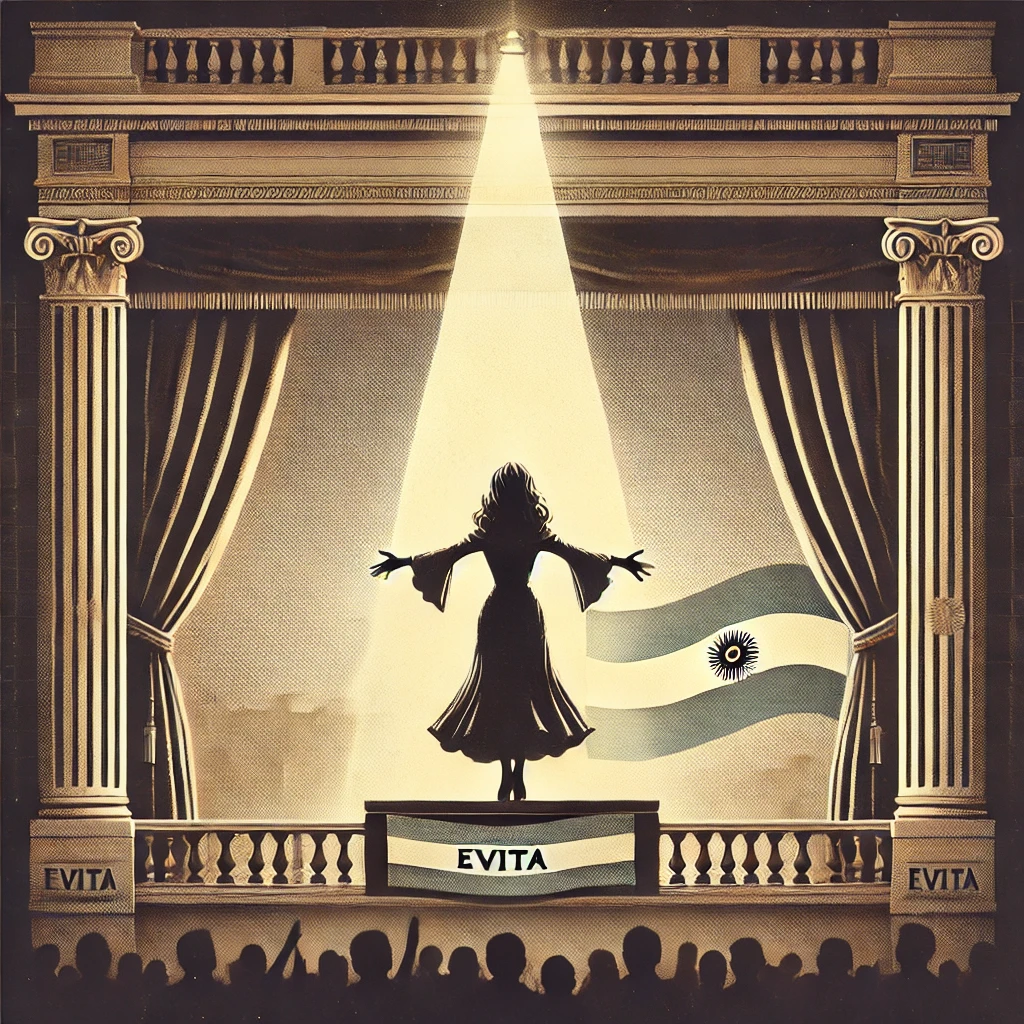 Evita Peron on a stage